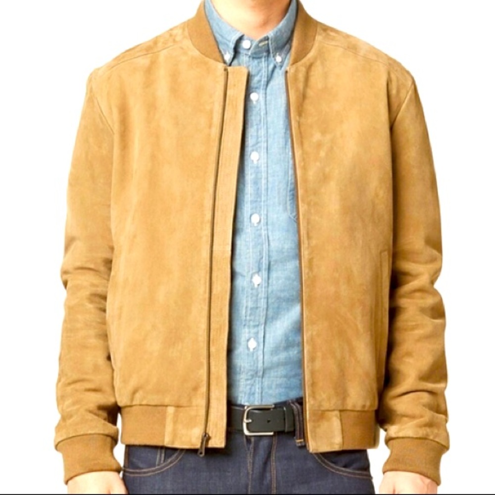 Cole haan 100% suede leather bomber/varsity jacket.